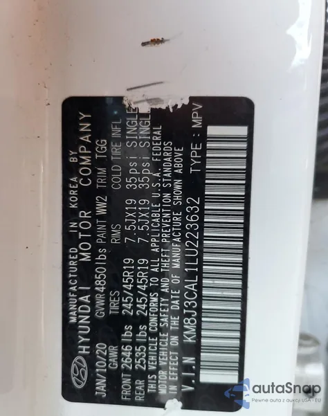 2020 Hyundai Tucson Limited from USA, damaged, VIN KM8J3CAL1LU223632